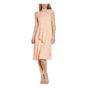 EMPORIO ARMANI Womens Gray Textured Pullover Styling Striped Sleeveless Scoop Neck Knee Length Wear To Work Fit + Flare Dress main image 0